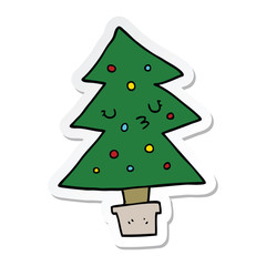 sticker of a cartoon christmas tree