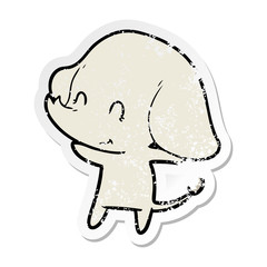 distressed sticker of a cute cartoon elephant