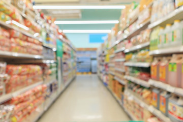 supermarket aisle shelf interior abstract blur background