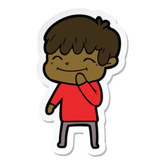 sticker of a cartoon happy boy