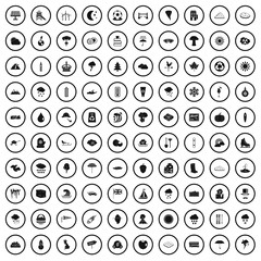 100 weather condition icons set in simple style for any design vector illustration