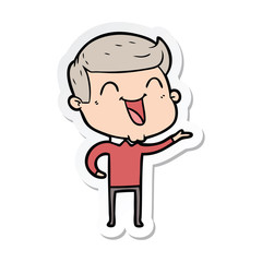 Obraz premium sticker of a cartoon man laughing
