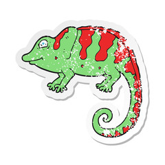 retro distressed sticker of a cartoon chameleon