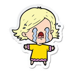 Fototapeta premium sticker of a cartoon woman crying