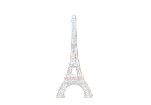 Abstract picture of Vintage metal Eiffel Tower statue isolated on a white background