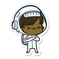 sticker of a cartoon astronaut woman
