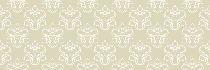 White abstract seamless pattern on olive green background