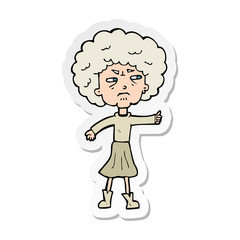 sticker of a cartoon annoyed old woman