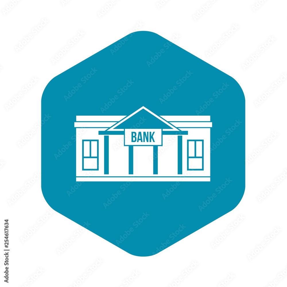 Poster bank building icon in simple style isolated on white background