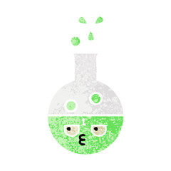 retro illustration style cartoon test tube