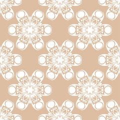 Floral seamless background. White pattern on beige