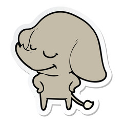 sticker of a cartoon smiling elephant