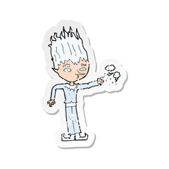 retro distressed sticker of a jack frost cartoon
