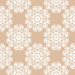 Poster Floral seamless pattern. Beige and white background © Liudmyla