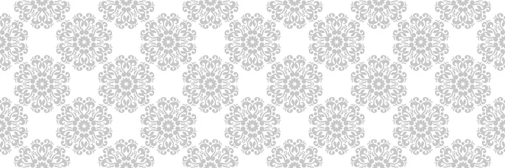 Fototapete Floral gray print on white. Long seamless pattern © Liudmyla