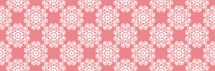 Pink floral seamless background. With white flowers design