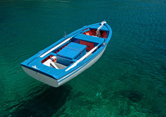 Fototapeta premium Old Blue and White Rowing Boat