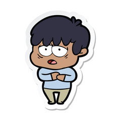 Fototapeta premium sticker of a cartoon exhausted boy