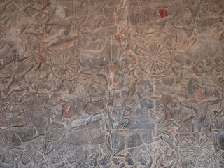 Angkor Wat Temple wall carvings, Cambodia