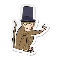 sticker of a cartoon monkey wearing top hat