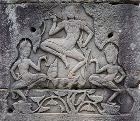 Angkor Wat Temple wall carvings, Cambodia