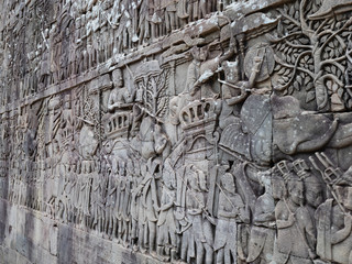 Angkor Wat Temple wall carvings, Cambodia