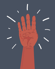 Fototapeta premium Four fingers gesture on dark.
