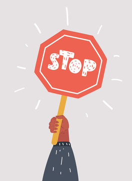 recommend clip art: Road sign stop in hand.
