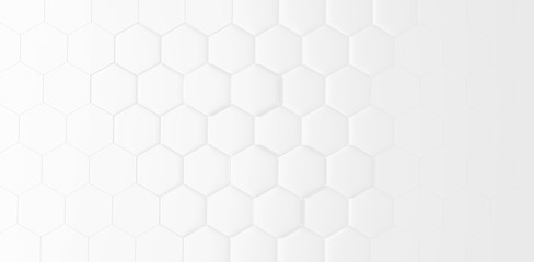 3d illustration of white hexagons modern background 