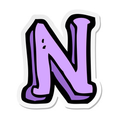 sticker of a cartoon letter N