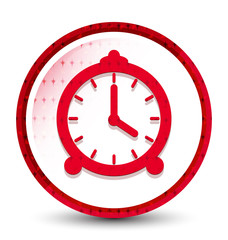 Alarm clock icon misty frozen red round button