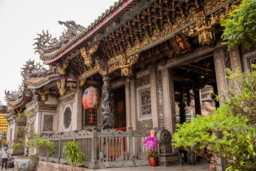 Taipei, Taiwan - January 27, 2019 - The temple of Longshan in downtown Taipei in Taiwan