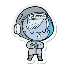 sticker of a cartoon astronaut woman