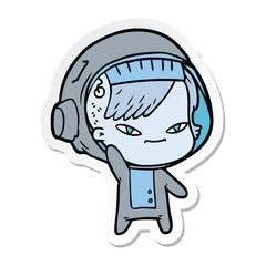 sticker of a cartoon astronaut woman