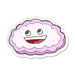 sticker of a cartoon happy pink cloud