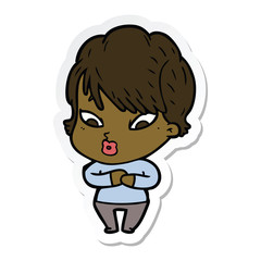 sticker of a cartoon woman