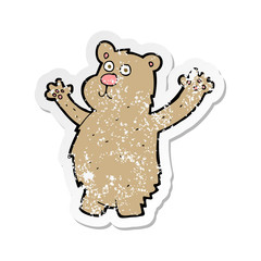 retro distressed sticker of a cartoon funny bear