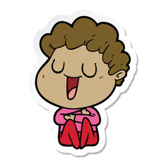 sticker of a laughing cartoon man
