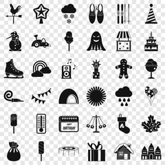 Children party icons set. Simple style of 36 children party vector icons for web for any design