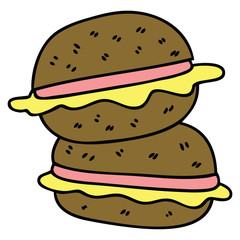 quirky hand drawn cartoon sandwich