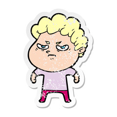 Obraz premium distressed sticker of a cartoon angry man