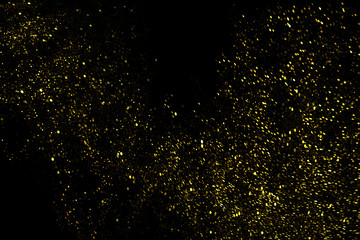 Glitter dust overlay, abstract background, shiny light gold glitter bokeh