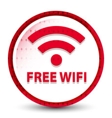 Free wifi misty frozen red round button