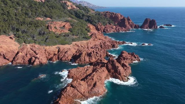 Aerial view of cap Esterel on French Riviera, between Cannes and Saint Raphael,