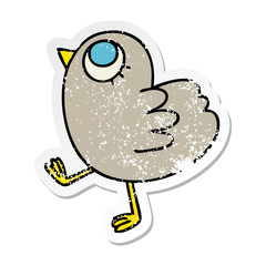 Obraz premium distressed sticker of a quirky hand drawn cartoon yellow bird