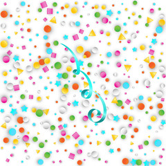 Colored Carnaval Confetti Background with Geometric Shapes