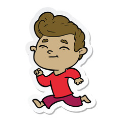 sticker of a running cartoon man