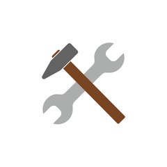 Hammer and wrench repair tools flat icon for apps