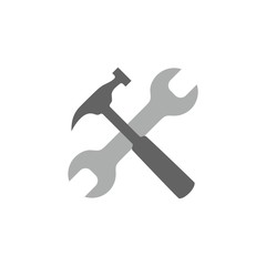 Hammer and wrench repair tools flat icon for apps