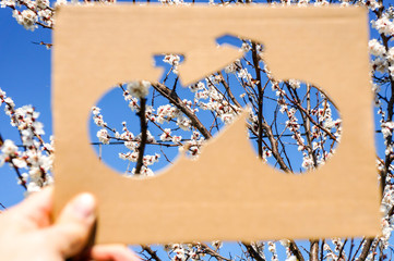 Spring biking concept. Hello sporty active spring